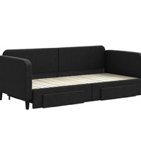 Tagesbett Ausziehbar mit Schubladen Schwarz 90x200 cm Stoff