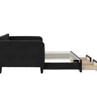 Tagesbett Ausziehbar mit Schubladen Schwarz 90x200 cm Stoff