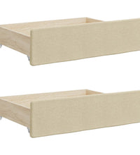 Tagesbett Ausziehbar mit Schubladen Creme 90x200 cm Stoff