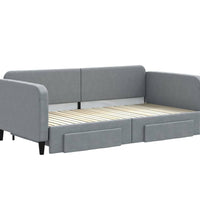 Tagesbett Ausziehbar mit Schubladen Hellgrau 100x200 cm Stoff