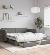 Tagesbett Ausziehbar mit Schubladen Dunkelgrau 100x200 cm Stoff