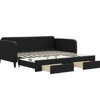 Tagesbett Ausziehbar mit Schubladen Schwarz 100x200 cm Stoff