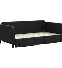 Tagesbett Ausziehbar mit Schubladen Schwarz 100x200 cm Stoff