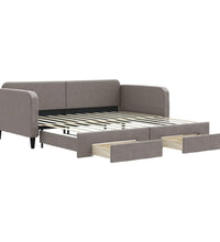 Tagesbett Ausziehbar mit Schubladen Taupe 100x200 cm Stoff