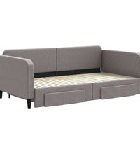 Tagesbett Ausziehbar mit Schubladen Taupe 100x200 cm Stoff