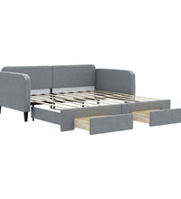 Tagesbett Ausziehbar mit Schubladen Hellgrau 90x190 cm Stoff