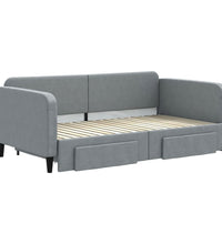 Tagesbett Ausziehbar mit Schubladen Hellgrau 90x190 cm Stoff