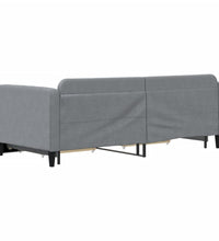 Tagesbett Ausziehbar mit Schubladen Hellgrau 90x190 cm Stoff