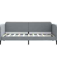 Tagesbett Ausziehbar mit Schubladen Hellgrau 90x190 cm Stoff