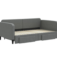 Tagesbett Ausziehbar mit Schubladen Dunkelgrau 90x190 cm Stoff