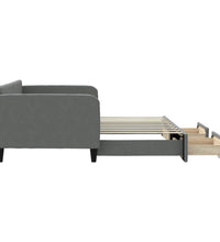 Tagesbett Ausziehbar mit Schubladen Dunkelgrau 90x190 cm Stoff