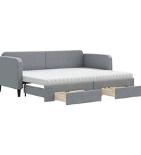 Tagesbett Ausziehbar mit Schubladen Hellgrau 80x200 cm Stoff