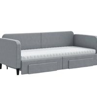 Tagesbett Ausziehbar mit Schubladen Hellgrau 80x200 cm Stoff
