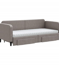 Tagesbett Ausziehbar mit Schubladen Taupe 80x200 cm Stoff