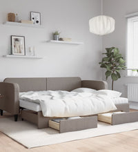 Tagesbett Ausziehbar mit Schubladen Taupe 80x200 cm Stoff