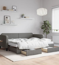 Tagesbett Ausziehbar mit Schubladen Dunkelgrau 90x200 cm Stoff