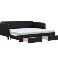 Tagesbett Ausziehbar mit Schubladen Schwarz 90x200 cm Stoff
