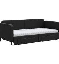 Tagesbett Ausziehbar mit Schubladen Schwarz 90x200 cm Stoff