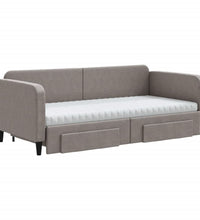Tagesbett Ausziehbar mit Schubladen Taupe 90x200 cm Stoff