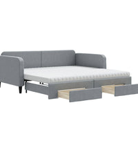 Tagesbett Ausziehbar mit Schubladen Hellgrau 100x200 cm Stoff