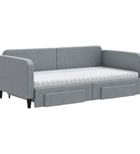 Tagesbett Ausziehbar mit Schubladen Hellgrau 100x200 cm Stoff