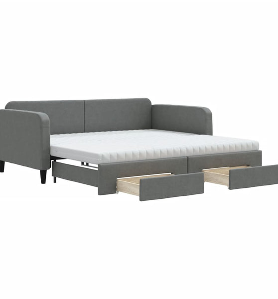 Tagesbett Ausziehbar mit Schubladen Dunkelgrau 100x200 cm Stoff