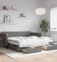 Tagesbett Ausziehbar mit Schubladen Dunkelgrau 100x200 cm Stoff