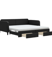 Tagesbett Ausziehbar mit Schubladen Schwarz 100x200 cm Stoff
