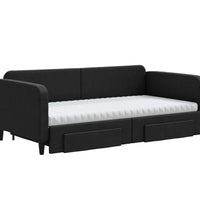 Tagesbett Ausziehbar mit Schubladen Schwarz 100x200 cm Stoff