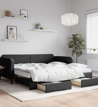 Tagesbett Ausziehbar mit Schubladen Schwarz 100x200 cm Stoff