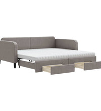 Tagesbett Ausziehbar mit Schubladen Taupe 100x200 cm Stoff