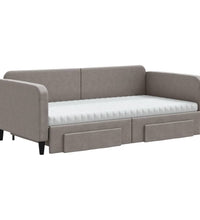 Tagesbett Ausziehbar mit Schubladen Taupe 100x200 cm Stoff