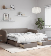 Tagesbett Ausziehbar mit Schubladen Taupe 100x200 cm Stoff