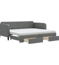Tagesbett Ausziehbar mit Schubladen Dunkelgrau 90x190 cm Stoff
