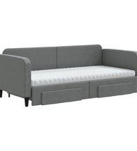 Tagesbett Ausziehbar mit Schubladen Dunkelgrau 90x190 cm Stoff