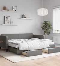Tagesbett Ausziehbar mit Schubladen Dunkelgrau 90x190 cm Stoff