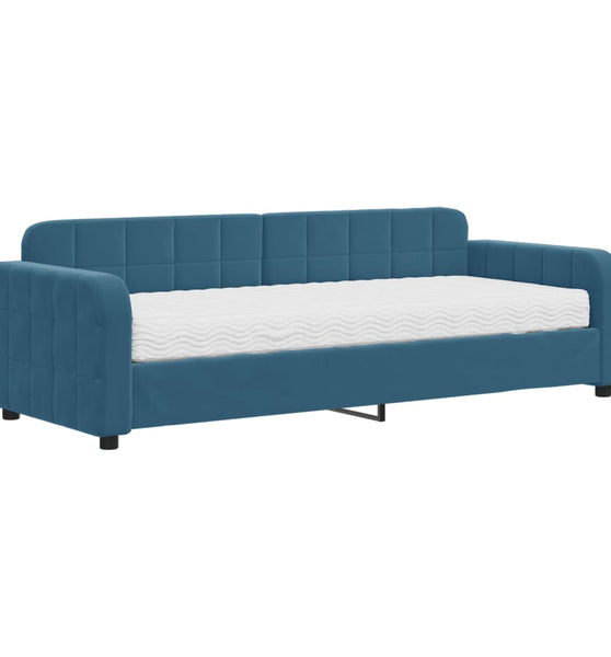 Tagesbett mit Matratze Blau 80x200 cm Samt