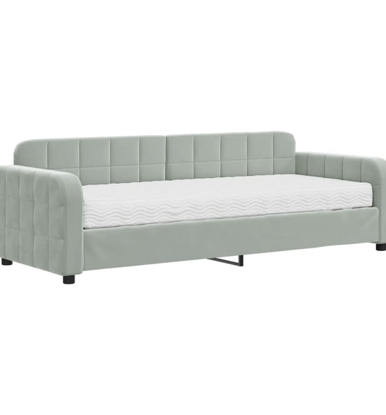 Tagesbett mit Matratze Hellgrau 80x200 cm Samt