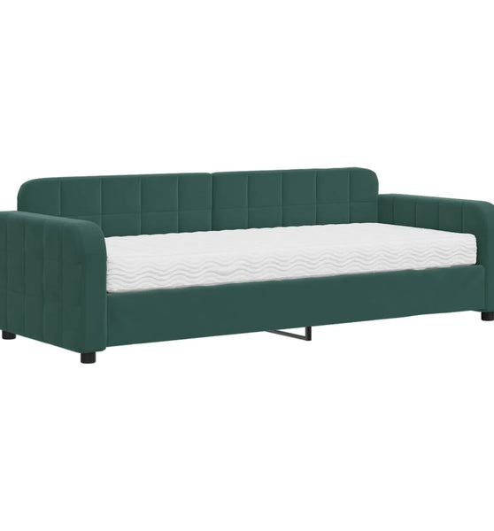 Tagesbett mit Matratze Dunkelgrün 80x200 cm Samt