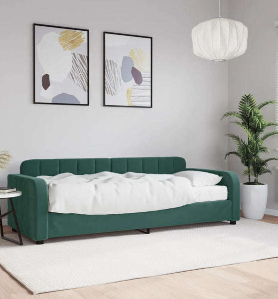 Tagesbett mit Matratze Dunkelgrün 80x200 cm Samt