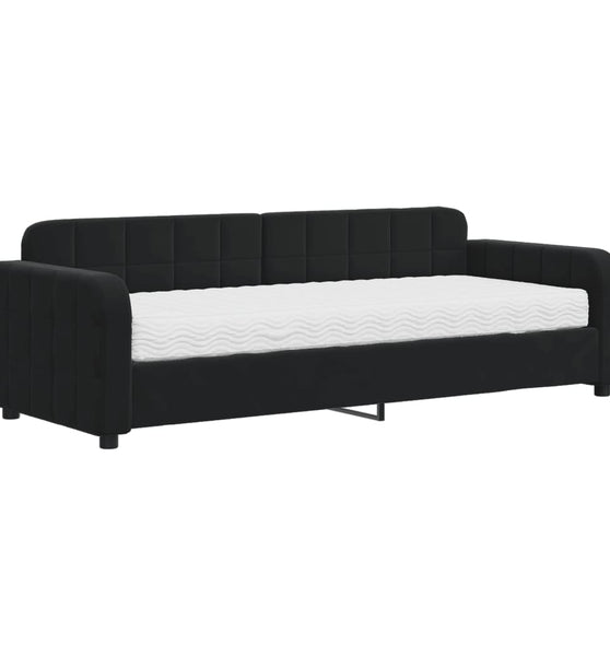 Tagesbett mit Matratze Schwarz 80x200 cm Samt