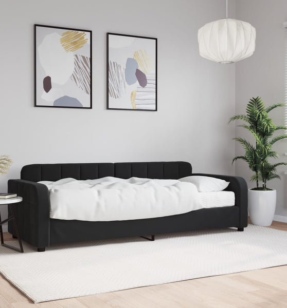 Tagesbett mit Matratze Schwarz 80x200 cm Samt