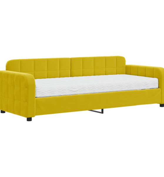 Tagesbett mit Matratze Gelb 80x200 cm Samt