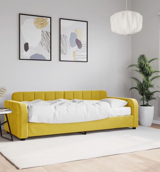 Tagesbett mit Matratze Gelb 80x200 cm Samt