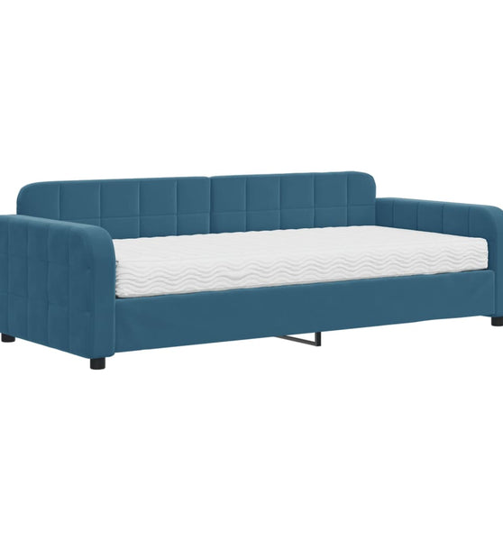 Tagesbett mit Matratze Blau 90x200 cm Samt