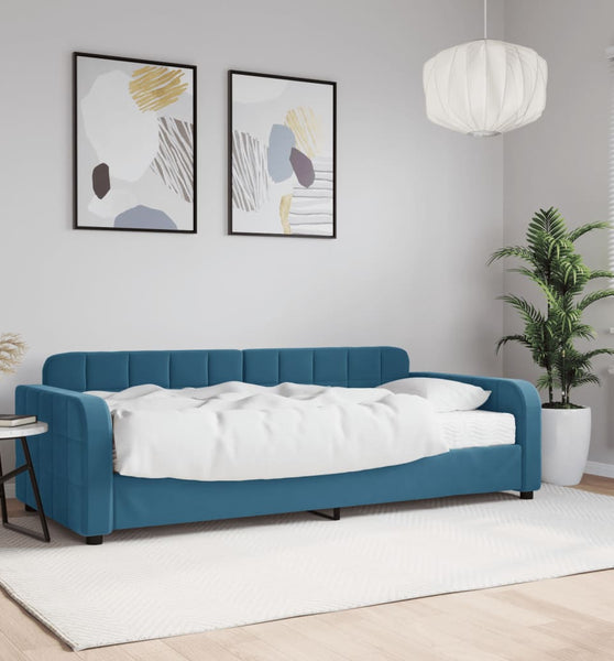 Tagesbett mit Matratze Blau 90x200 cm Samt