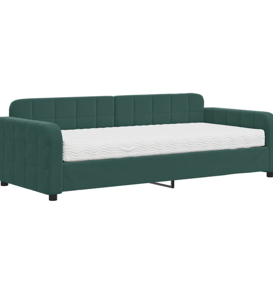 Tagesbett mit Matratze Dunkelgrün 90x200 cm Samt