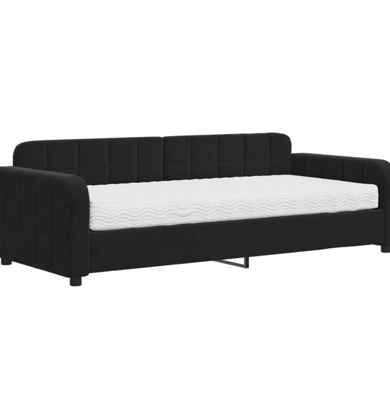 Tagesbett mit Matratze Schwarz 90x200 cm Samt