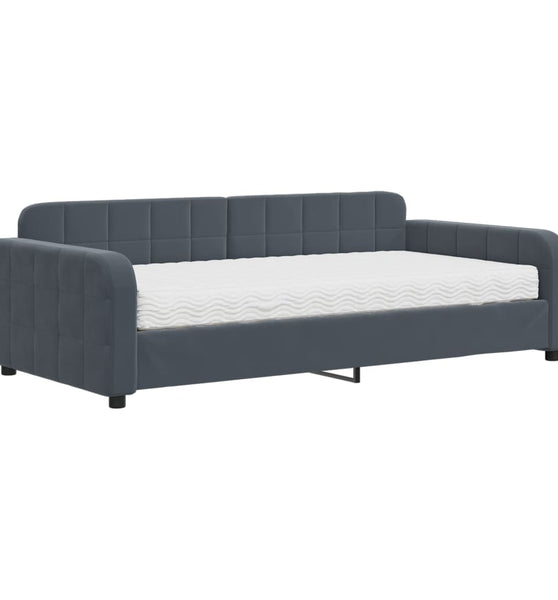 Tagesbett mit Matratze Dunkelgrau 100x200 cm Samt