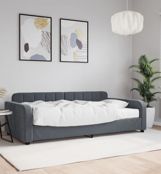 Tagesbett mit Matratze Dunkelgrau 100x200 cm Samt